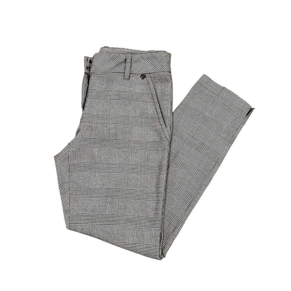 Trina Turk Moss 2 Cropped Straight Leg Pant Houndstooth Black/White Slim 30 Crop